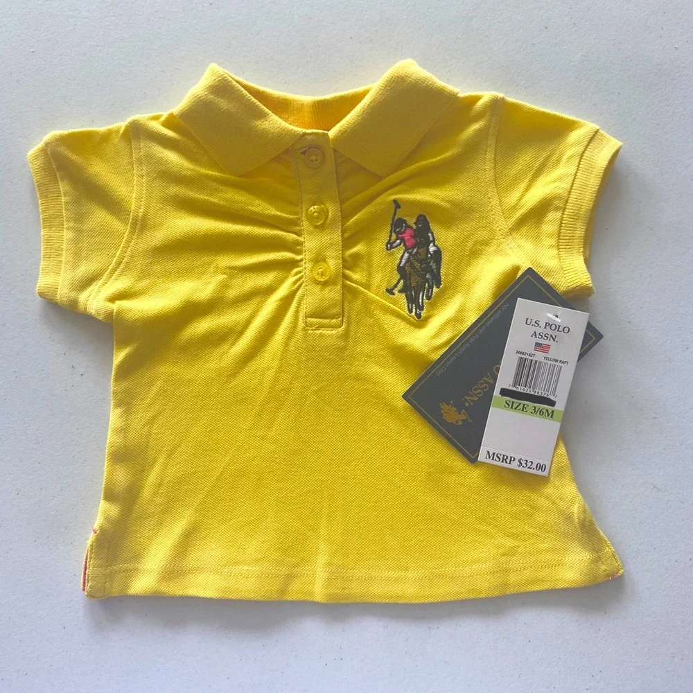 U.S Polo Assn. Baby Girls Yellow Polo Shirt 3-6 M
